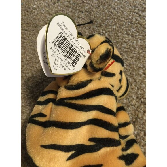VINTAGE * TY BeanieBaby Plush - 1995 STRIPES Tiger - Picture 8 of 9